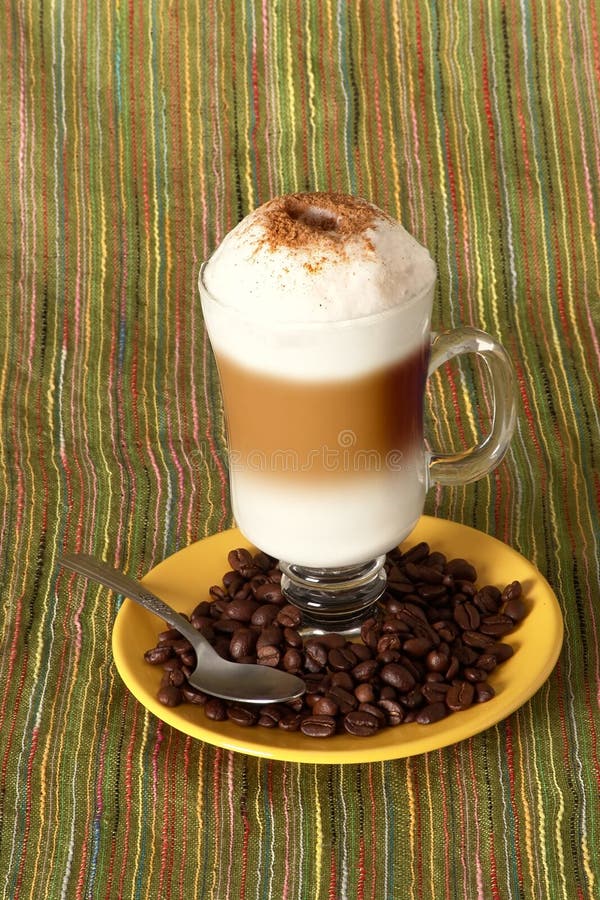 Capuccino Coffee with Beans Stock Image - Image of morning