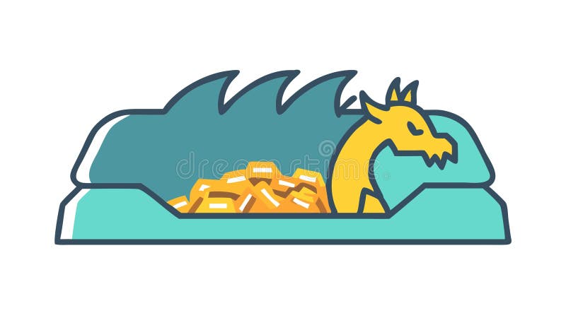 Capul dragonului de apă cu monede simbolizând bogăția acvatică și designul vectorului de prosperitate stock illustration
