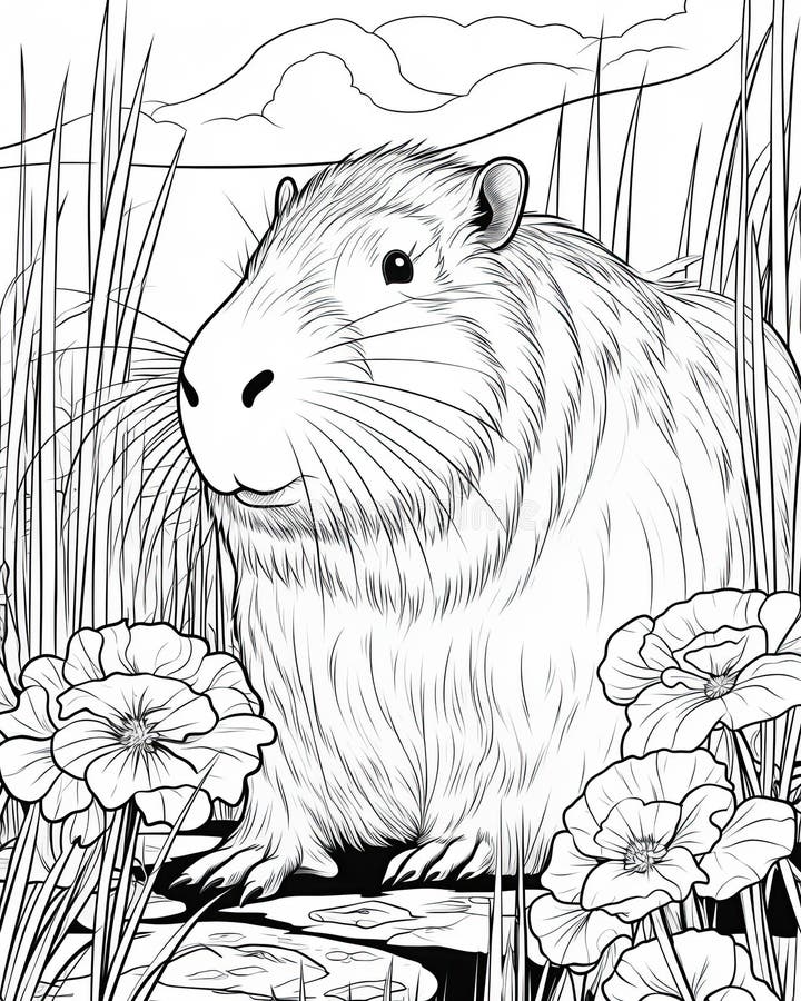 Pin by Gina on coloring  Capybara, Animal coloring pages, Adult coloring