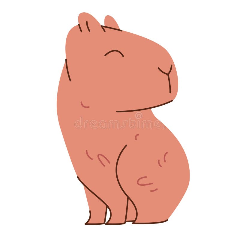 Capybara cute Capibara Vektor flache Illustrationskarikatur Zeichentrickfigur isoliert weißen Hintergrund stellen verschlossen Aug lizenzfreie abbildung