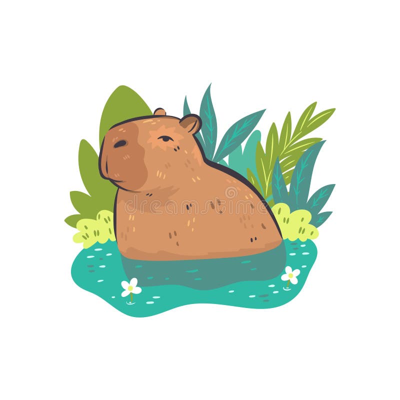 Ilustração em vetor capivara bonito dos desenhos animados vetor animal  isolado design plano