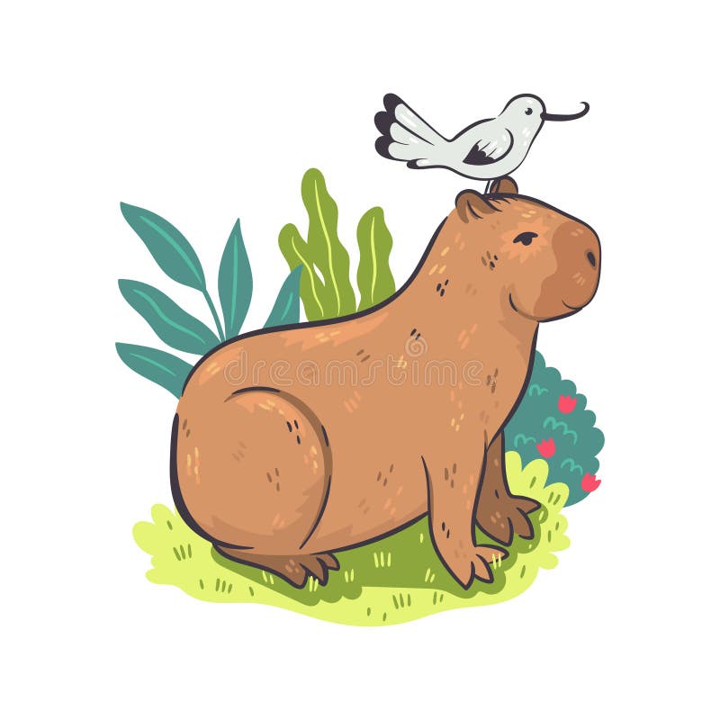 Capivara de desenho animado em uma ilustração de arte vetorial de