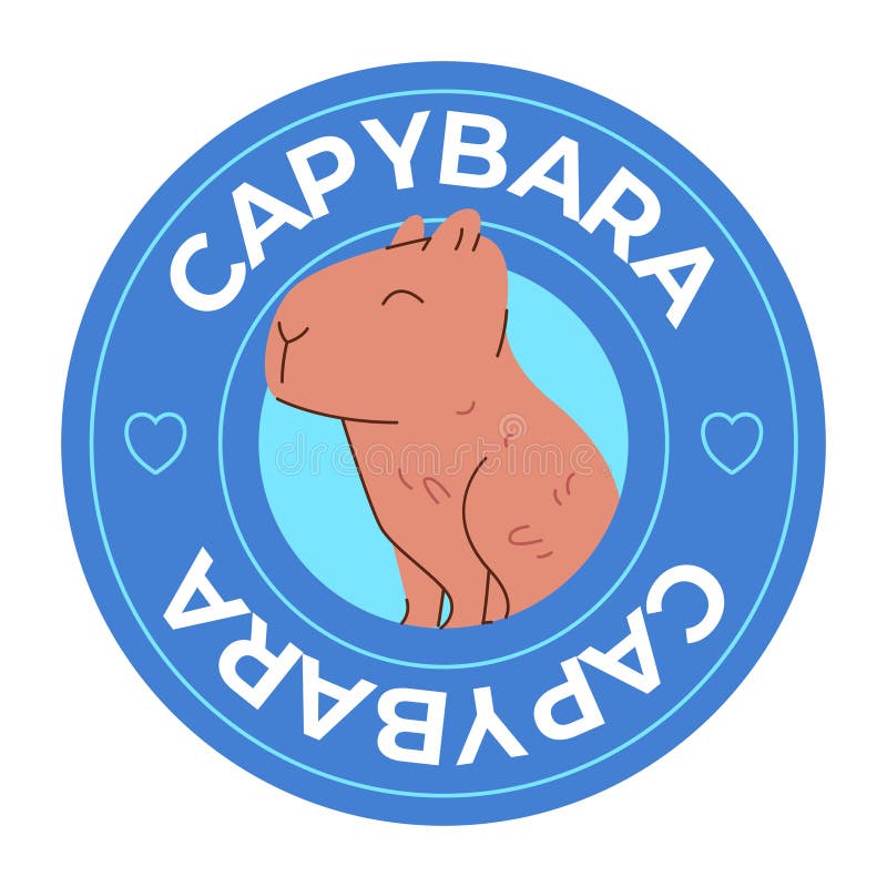 Capybara-Stempelemblem rund Capibara cute flache Illustrationskarikatur vektor abbildung