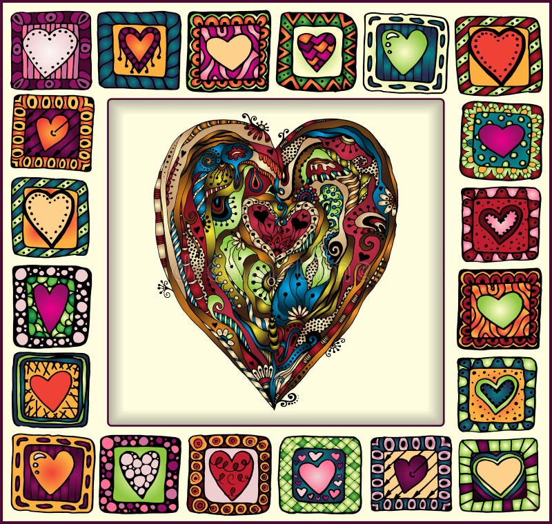 Capítulo con los corazones a mano en marcos del garabato libre illustration Capítulo con los corazones a mano en marcos del garabato libre illustration