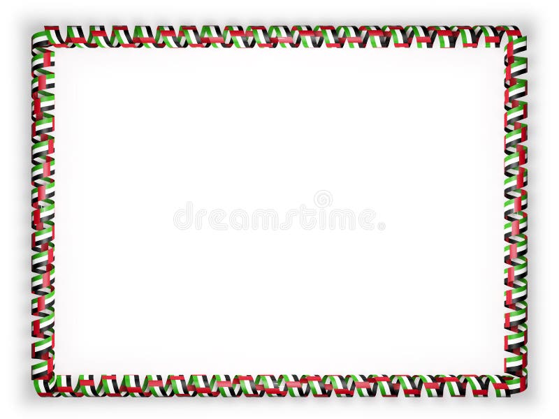 Capítulo y frontera de la cinta con la bandera de United Arab Emirates ilustración 3D stock de ilustración Capítulo y frontera de la cinta con la bandera de United Arab Emirates ilustración 3D stock de ilustración