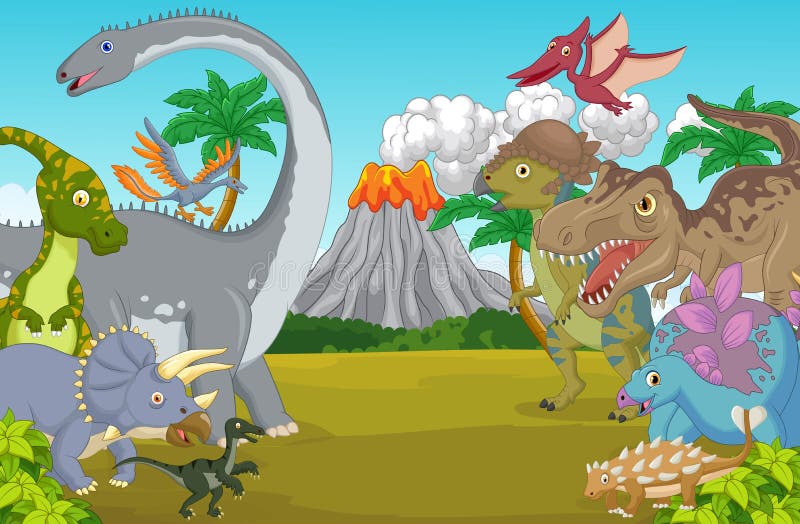 Carácter Del Dinosaurio De La Historieta Con El Volcán Ilustración del Vector - Ilustración de fondo, feliz: 55853431 Carácter Del Dinosaurio De La Historieta Con El Volcán Ilustración del Vector - Ilustración de fondo, feliz: 55853431