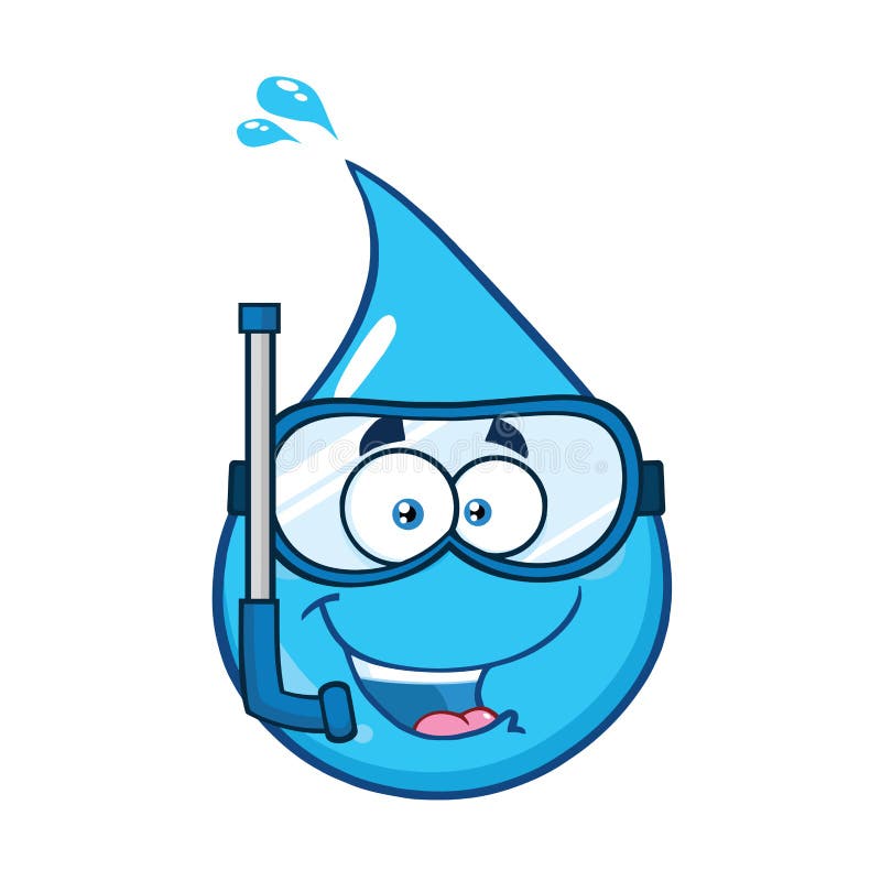 Personagem de desenho animado de gota de água azul com raiva