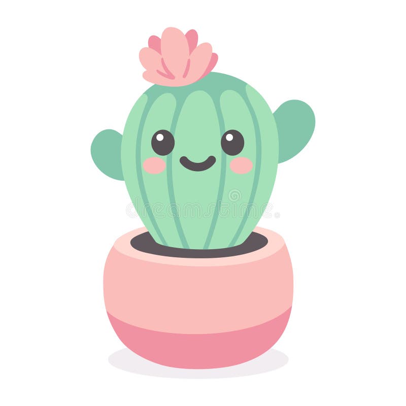 Grupo Bonito Do Kawaii Dos Desenhos Animados De Planta, De Plantas Carnudas  Do Cacto E De Flores Com Projeto Liso Das Caras Engra Ilustração Stock -  Ilustração de cactos, jogo: 102184516