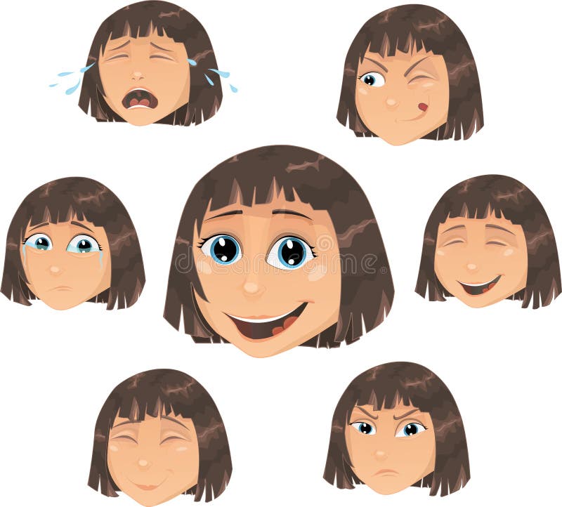 Expressão De Manga Olhos De Menina, Boca, Sobrancelhas Mulheres Caras  Caráter Feminino No Cartoon Japonês Ou Kawaii Coreano Ilustração do Vetor -  Ilustração de felicidade, estilo: 199373707