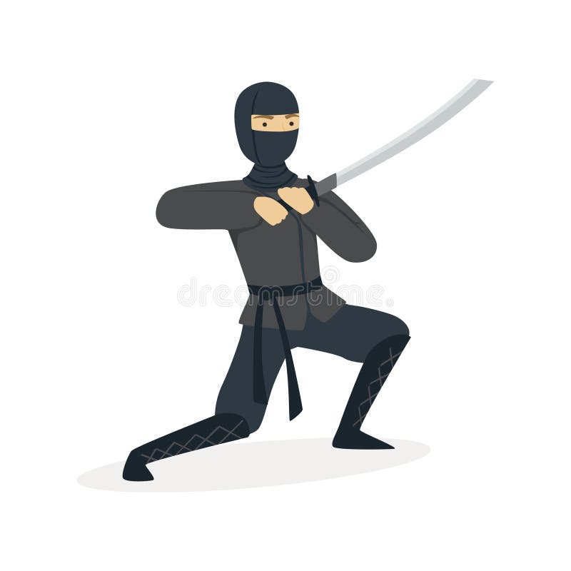 Ninja Preto Do Kung-fu Dos Desenhos Animados Na Máscara Ilustração do Vetor  - Ilustração de guerreiro, assassino: 75000350