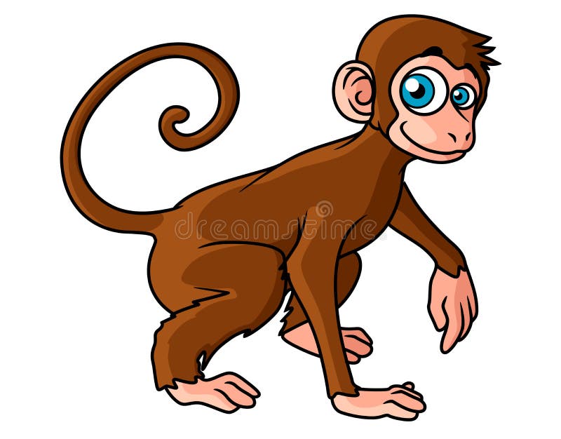Macaco-desenho Animado Kawaii Cara-quadrada Macaco Ilustração do Vetor -  Ilustração de encantador, olhos: 276008151