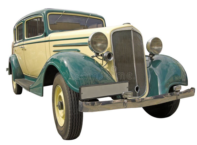 The antiquarian car isolated over white with clipping path. The antiquarian car isolated over white with clipping path.