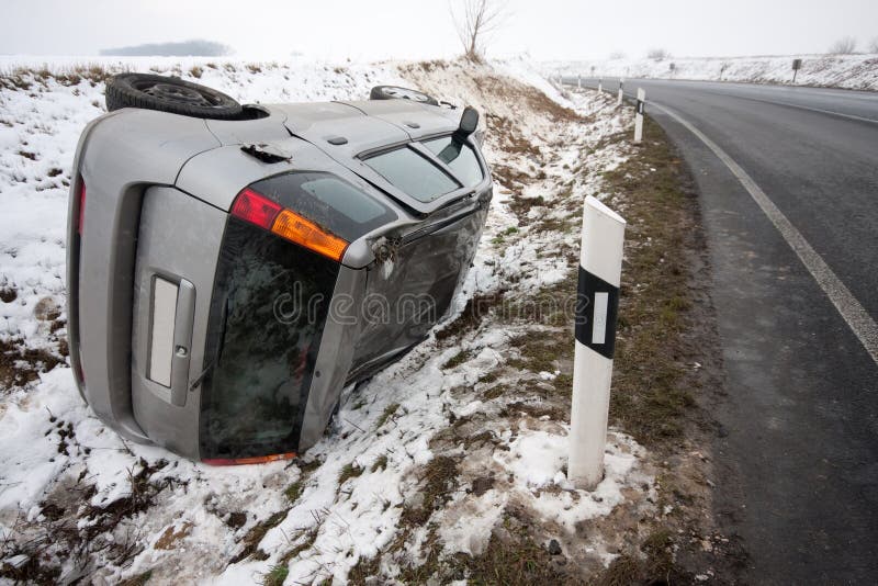 Car flipped upside down in accident. Car flipped upside down in accident