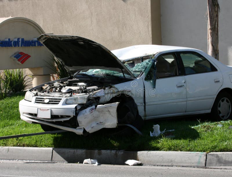 Car Accident on the grass editorial photography. Image of window 22979022