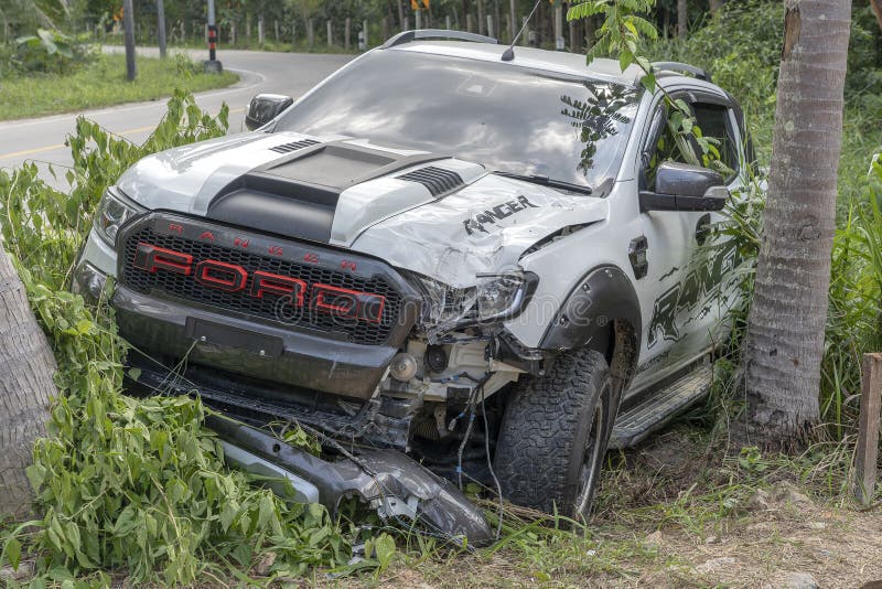 Car accident that happened on the road in island Koh Phangan, Thailand royalty free stock images Car accident that happened on the road in island Koh Phangan, Thailand royalty free stock images
