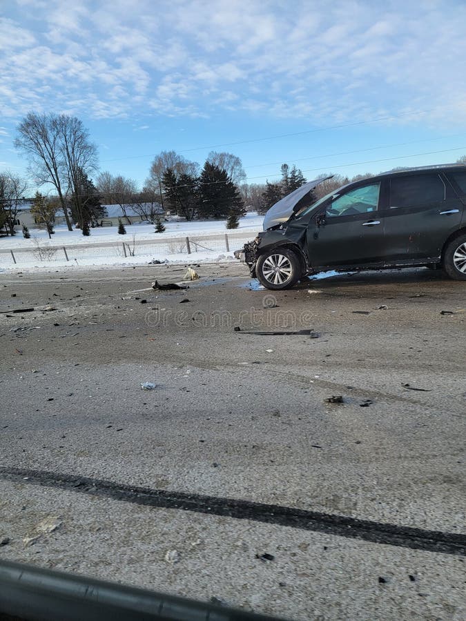 Car accident on highway stock image. Image of freezing 221033089