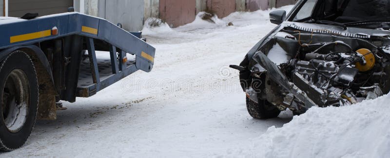 A car accident. A car on the side of the road after a severe accident royalty free stock images
