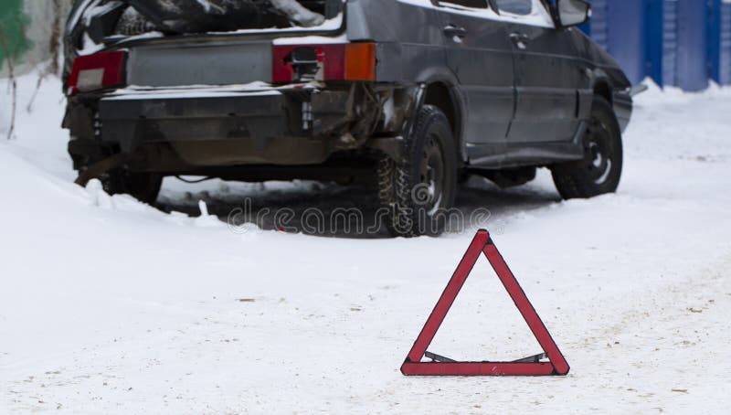 A car accident. A car on the side of the road after a severe accident royalty free stock photo
