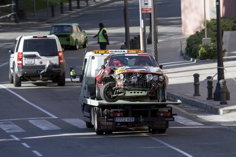 Car accident taken by the crane runway