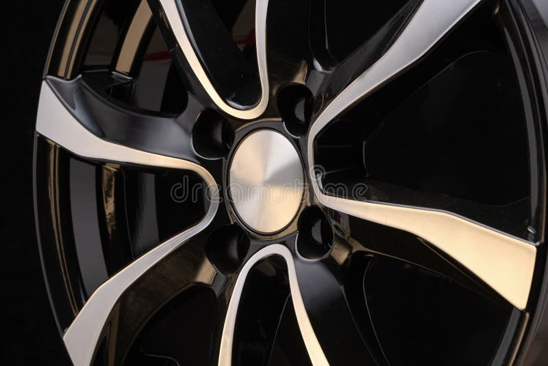 Car Alloy Wheel Closeup of the Disc Element, Curves Smooth Lines of
