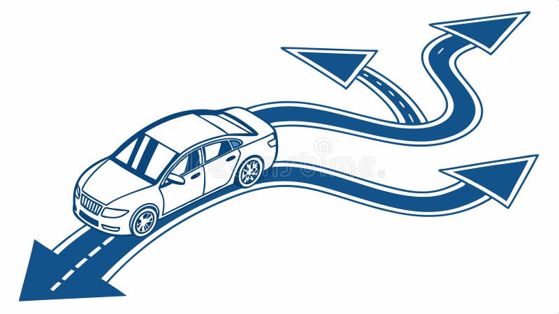 Car with arrows, direction and transportation choice vector design Generative AI vector illustration