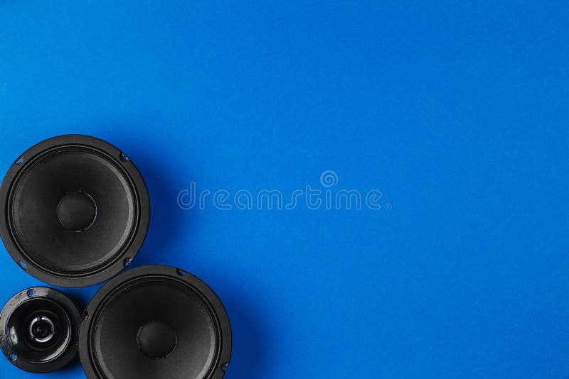 Car Audio System On A Blue Background. Copy Space Stock Image Image