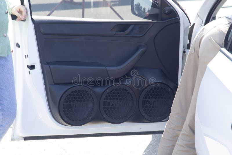 Car Audio System. Installation of Acoustics in the Car Stock Image Image of background, object