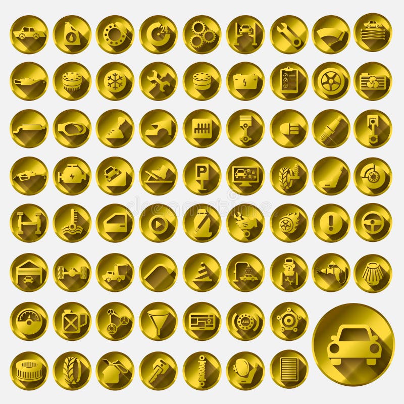 Gold Auto Parts Icons Stock Illustrations – 6 Gold Auto Parts Icons ...