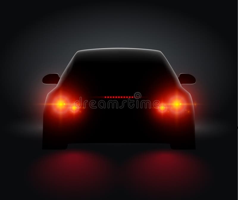 Car Back View Night Light Rear Led Realistic View. Car Light in Night Dark  Background Concept Stock Vector - Illustration of sketch, detail: 171723013