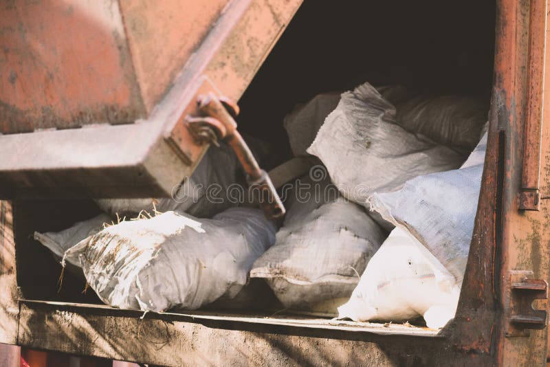 Car with Bags of Rubbish. Garbage Truck Stock Photo Image of