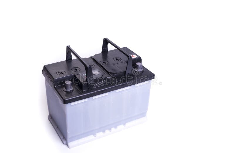 Car Battery for a Diesel Car on a White Stock Photo Image of