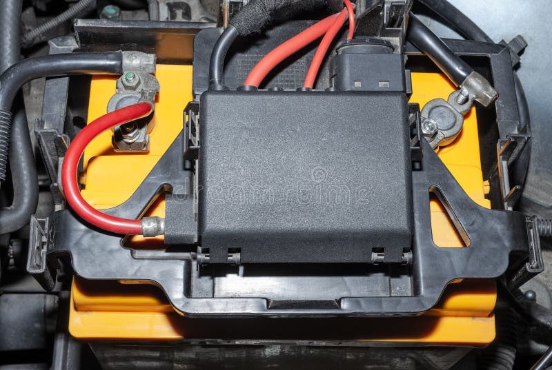 Car Battery in the Engine Compartment Stock Image Image of dynamic