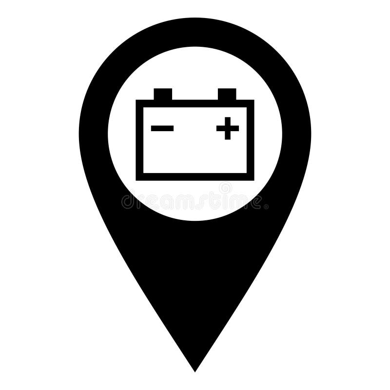 Car Battery and Location Pin Stock Vector Illustration of graphic