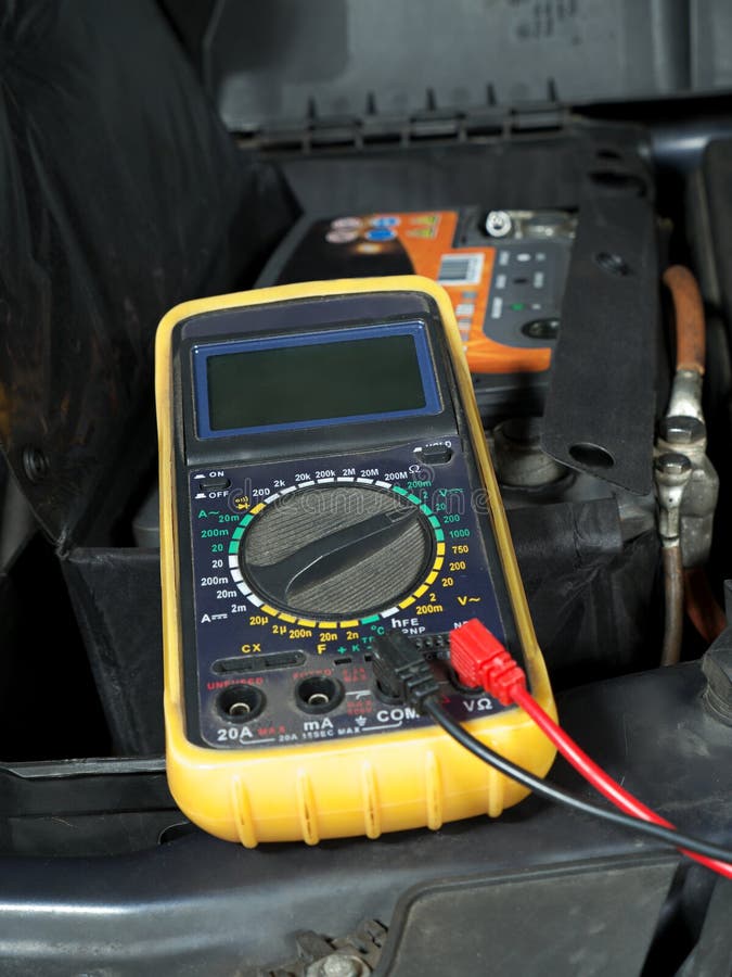 Car Battery Voltage Checking Stock Photo Image of volt, electricity