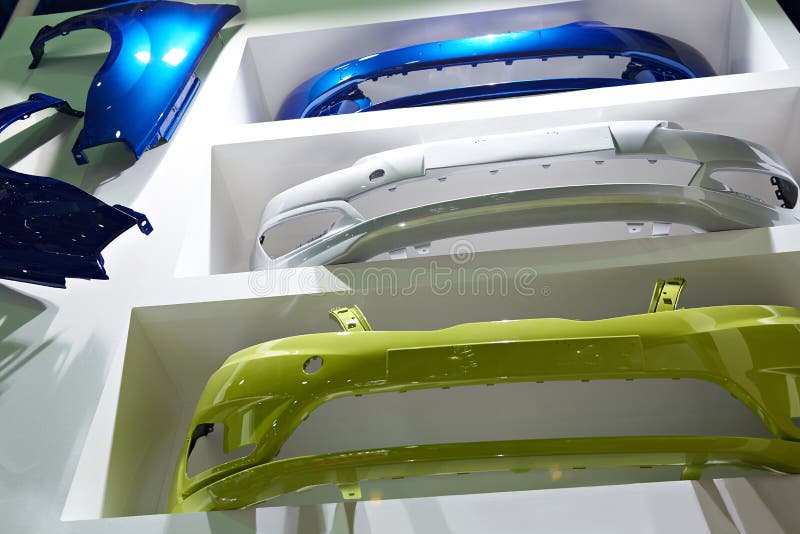 Car body parts in auto parts store stock photo Car body parts in auto parts store stock photo