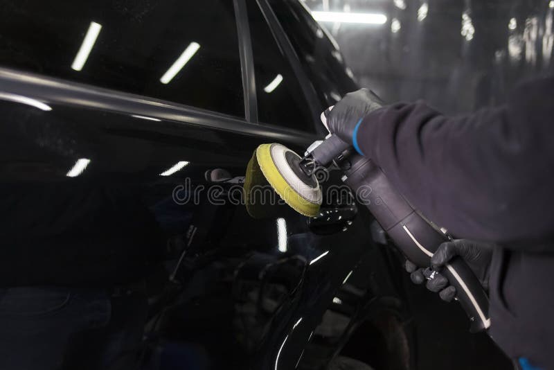 Car Body Polishing Process at the Detailing Stock Image Image of hand, dirt 190542759