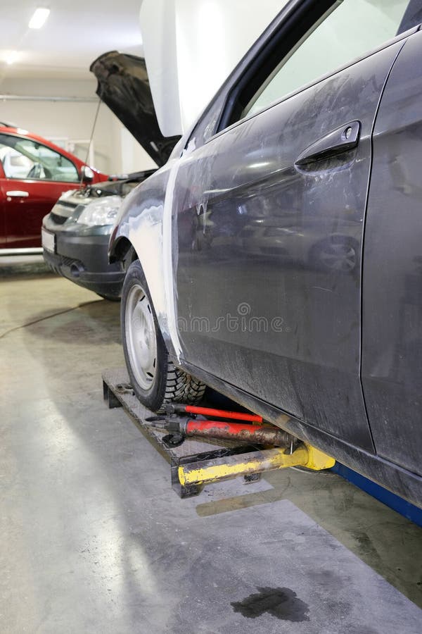 Car in a body shop stock photo. Image of assembly, repair - 89303460