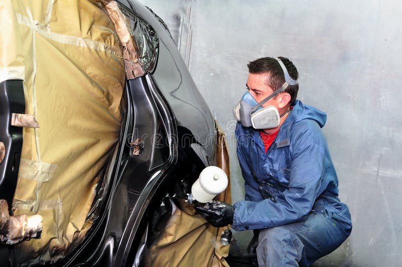 Car body shop. stock photo. Image of paper, masking, crash 81049140