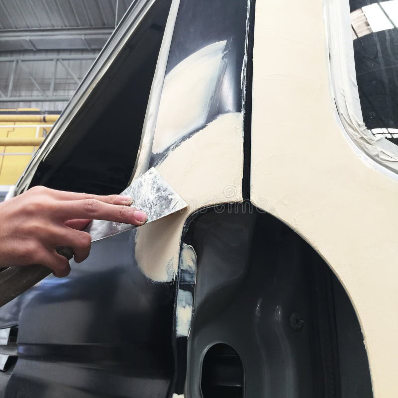 Car Body Work Auto Repair Paint after the Accident. Stock Photo Image