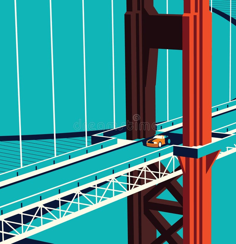 Car on the Bridge royalty free illustration Car on the Bridge royalty free illustration
