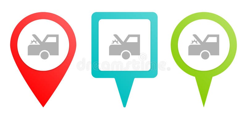 Car, check, service. Multicolor pin vector icon, diferent type map and navigation point stock illustration