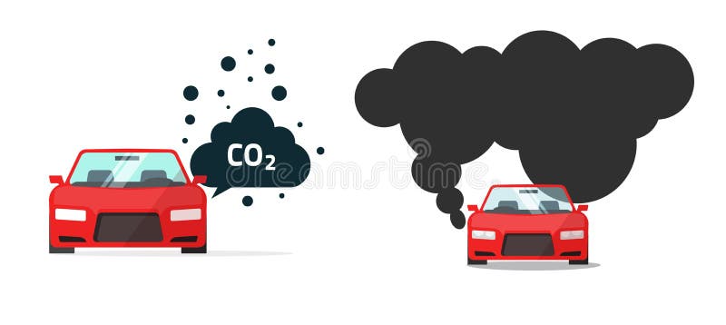 Car Co2 Exhaust Emission Icon Vector or Vehicle Auto Carbon Dioxide Gas ...