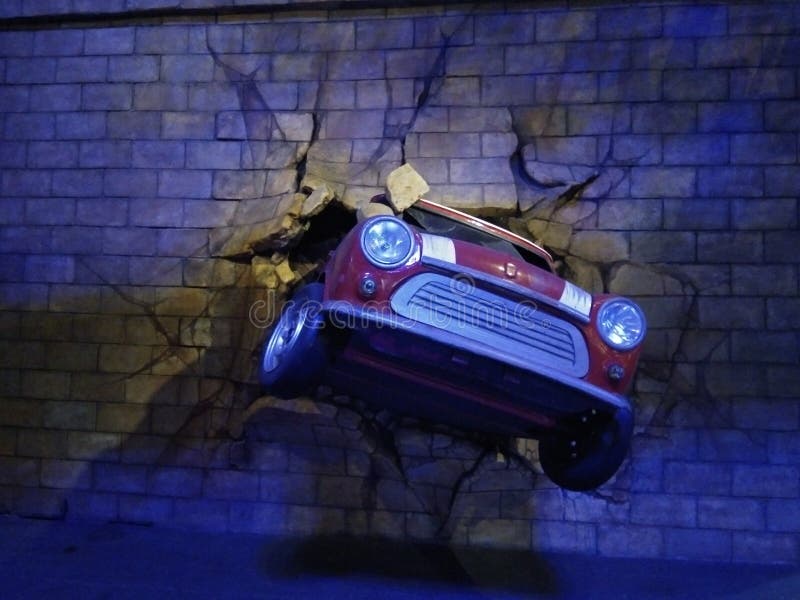The Car Come Out from the Wall Art in the Trans Studio Bandung, Indonesia, 2022 Editorial Stock