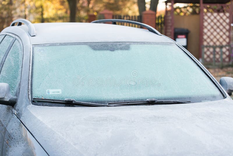Car covered with frost stock photo. Image of nature, scrape 60917408