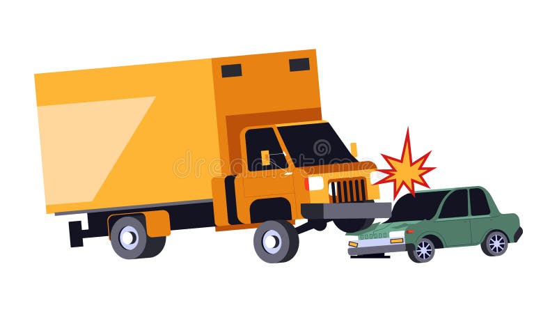 Car crash, accident on road, lorry truck and vehicle hit