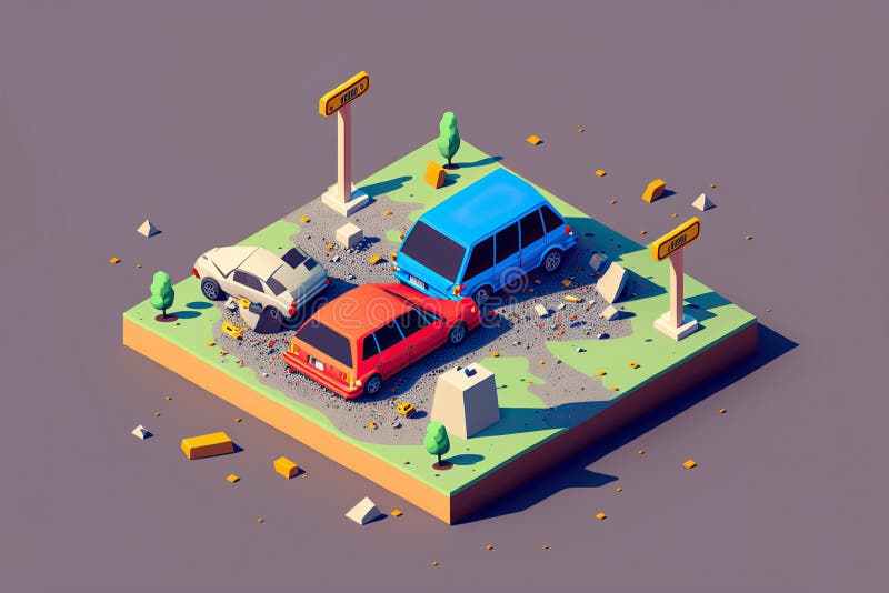 Car Crash Created with Generative AI Technology Stock Illustration Circuit Diagram