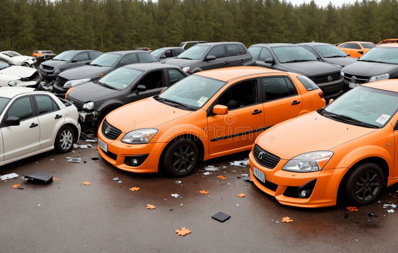 Car Crash, Mass Car Accident. Dangerous Accident on the Road