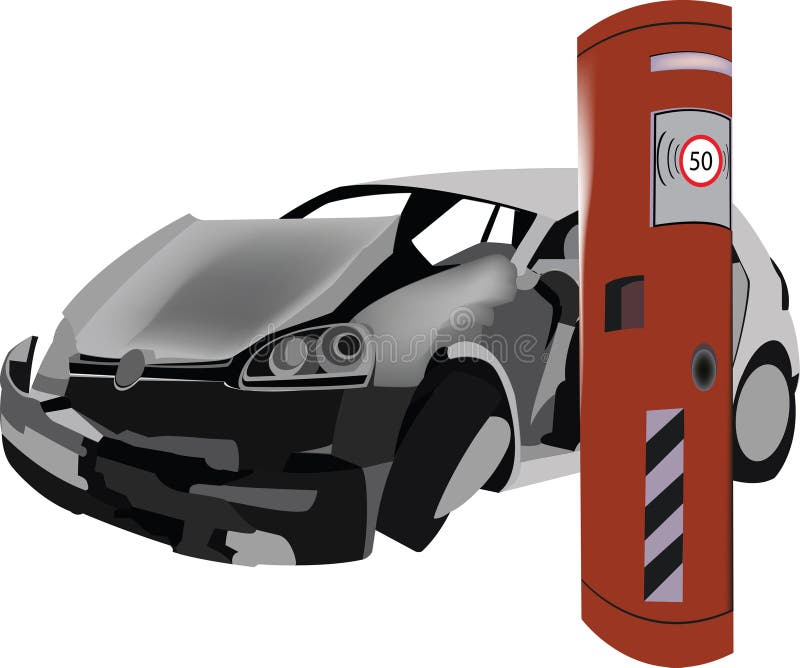 Car crash speed control speed cameras- royalty free illustration