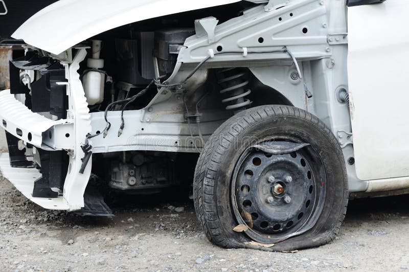 Car Damaged from Accident Waiting To Fix at Garage. Stock Photo Image