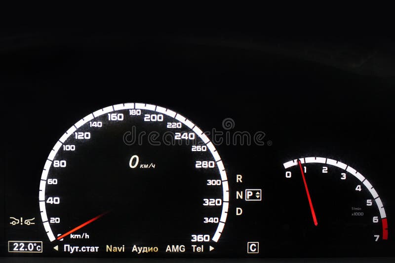 Car Dashboard, Illuminated Panel, Speed Display Stock Image Image of